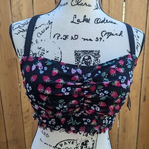 Torrid Black Floral Swim Top